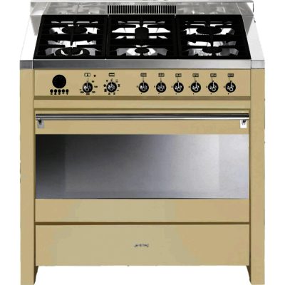 Smeg A1P-9 90cm Single Cavity Dual Fuel Opera Range Cooker in Cream Smeg A1P-9 90cm Single Cavity Dual Fuel Opera Range Cooker in Cream